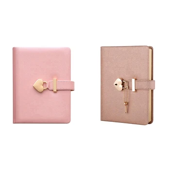 2 predmeta s kodnom bravom u obliku srca, Dnevnik s ključem, osobni organizator, Tajni notepad u dar-Pink i šampanjac