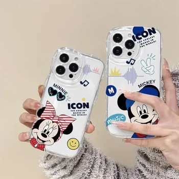 Mickey Mouse i Minnie Mouse Par Transparentno Anime Torbica Za Telefon iPhone 14 13 12 11 Pro Max Xs Xr 7 8 14 Plus Slatka Мультяшный Torbica
