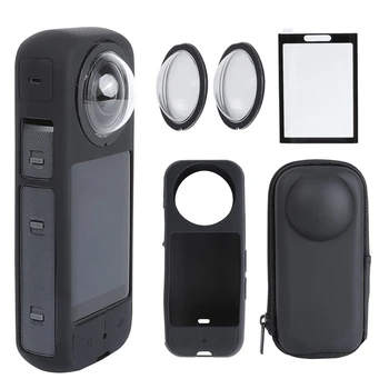 Za kamere Insta360 X3 Komplet zaštitne opreme, zaštita objektiva/silikonska zaštitna navlaka/Zaštitne folije za ekran/čvrsta torbica za fotoaparat
