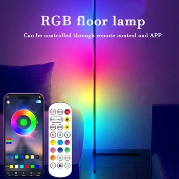 Kutna podna lampa Led RGB s daljinskim upravljanjem, 16 milijuna boja rasvjete, 200 + profila, podne svjetiljke za spavaće sobe, dnevni boravak