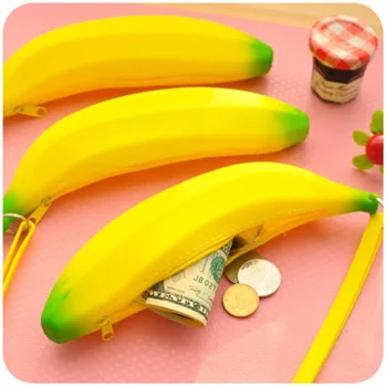 Novo, Zabavne Silikonski ručni torbice s kovanicama u obliku žute Banane, Višenamjenska kutija za olovke, torbica za ključeve, novčanik, torba za ključeve