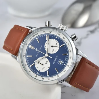 Gospodo kvarcni sat HAMILTON s luksuznim kožnim remenom, kronograf, sportski ručni sat, gospodo poslovne sjajni modni mens watch
