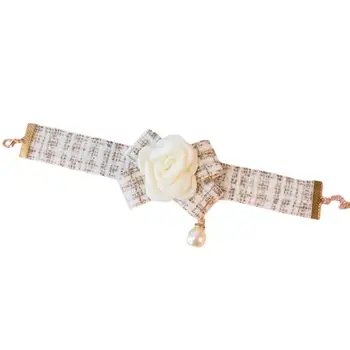 Ogrlica za kućne ljubimce, 3D ogrlica za mačke sa cvijećem kamelije i lukom od umjetnih bisera, nakit ogrlica za pse za vjenčanje ukras.