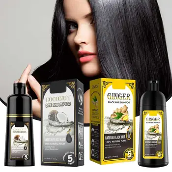 500 ml Šampon za bojenje kose Crna boja za kosu, podna bijela kosa Šampon s koriste kokos i đumbirom Crna boja za kosu-Krema za brzu njegu kose