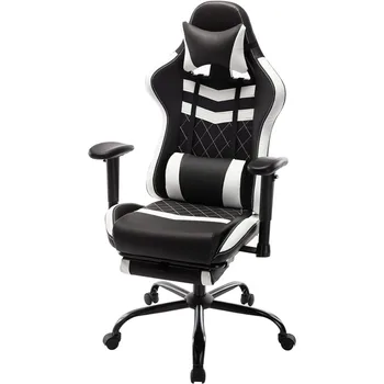 Inteligentni računalni stolac ergonomski radni stol, Moderna stolica s presvlake od umjetne kože, S jastukom za naslona za glavu, Uredski nemoj besplatno