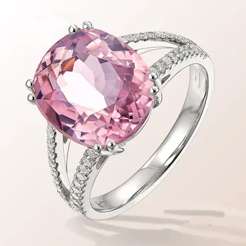 Klasični set vjenčano prstenje s ružičastim dijamantom i keramičkim grijačima i prožet turmalin, ženske glamurozno vjenčanje nakit, Božićni poklon za Valentinovo, Besplatna dostava