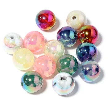 akrilne perle, 16 mm, 10 kom., okrugle perle sa šarenim glazura, uradi sam za telefon, lanci, ogrlice, narukvice, ručni rad, veleprodaja, izravna dostava