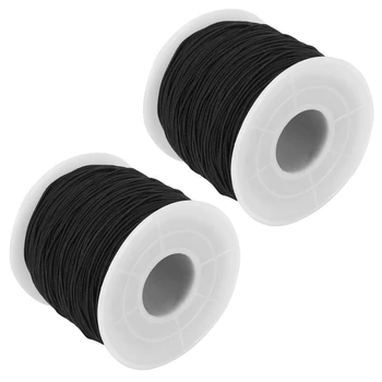 2X Elastična nit za narukvice, nakit od elastičnog kabel, elastična nit za narukvice, izrada ogrlica (crna)