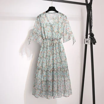 Шифоновое haljina s V-neck za žene 2023 Godišnje suknja Ženska odjeća večernje haljine Dress Vestido