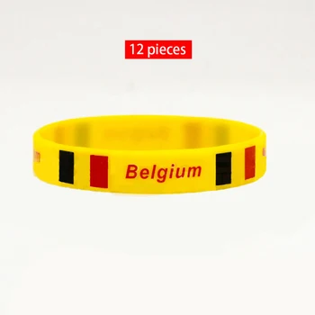 12шт Sportska silikonska narukvica s po cijeloj površini Nacionalne zastave Belgiji, muške I Ženske narukvice Guma, Modni Dodaci