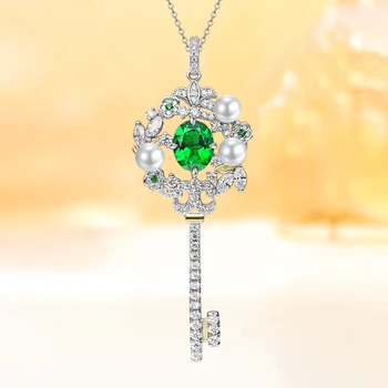 Luksuzni modni ključ, šarene blago, ovjes od 925 sterling srebra sa высокоуглеродистыми dijamantima, svadbeni nakit jedinstvenog dizajna