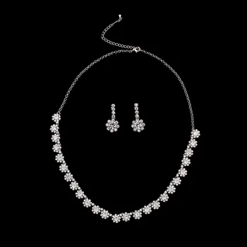 Kvalitetan ogrlica i naušnice od pet kubnih циркониевых kristala AAA, moderan skup nakit za vjenčanje