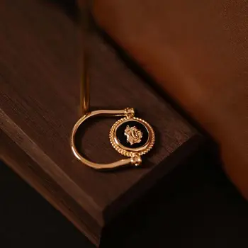 Šarmantan modni prsten za zglobove, nakit za ruke, ukras za stranke, Podesiv prsten s ružom, donje prsten u nišu od crnog oniksa, Korejski stil