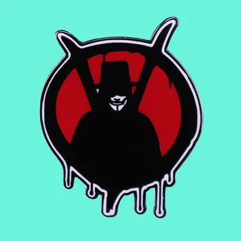 Crtić broš u obliku crne maske za lice Vendetta Team, zanimljiv ikonu s metalnim emajlom, Traper jakna, pin za ruksak, подаренная prijateljima i fanovima Gif