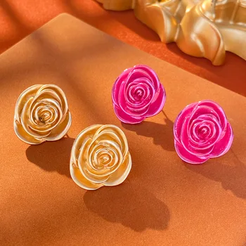 Naušnice sa Zlatnim Ružama za Žene, Francuski Luksuzni Trend Nakita u Retro Stilu S Cvijećem