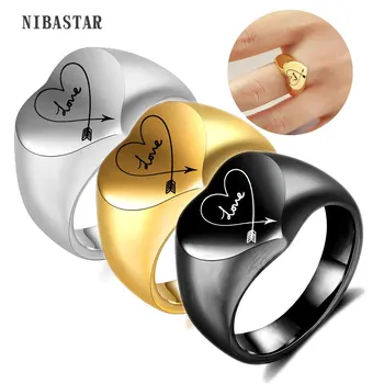 Klasični zaručnički prsten Love arrow promjera 16 mm, od nehrđajućeg čelika, jubilarni prsten sa srca