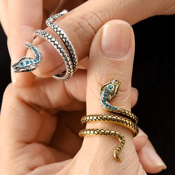 Prsten u obliku zmije u stilu punk za žene, obojene фианиты, podesiv prsten za plesne zabave, posebne darove za djevojčice, pojedinačni ukras