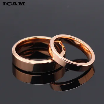 ICAM Kvalitetan jednostavan prsten u rasutom stanju, 4 mm / 6 mm, moderan prsten od ružičastog zlata, ekskluzivni zaručnički prsten za parove za muškarce i žene