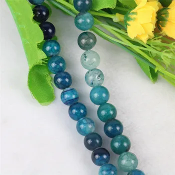 okrugli agatha u plavu traku od 10 mm, Oniks, Rasipanje perli, prirodni kamen, Ženski i ženski nakit u svojim rukama, Modni nakit, Dizajn