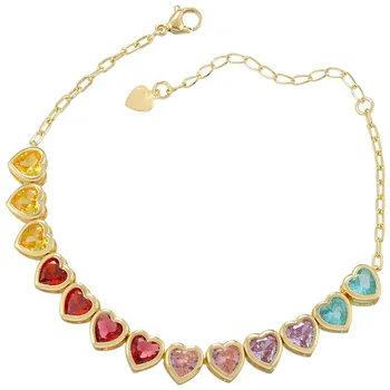 Okvira EYIKA Narukvica u obliku srca od duga Циркона za žene i djevojčice, lanac od šarenih kristala, modni poklon za stranke, nakit