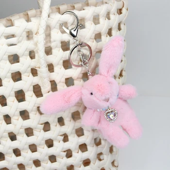 Privjesci s плюшевым zečica ručni rad, prekrasan ukras Y2K, ženski privezak za ključeve od automobila, ruksak, torbu, privjesak za ključeve