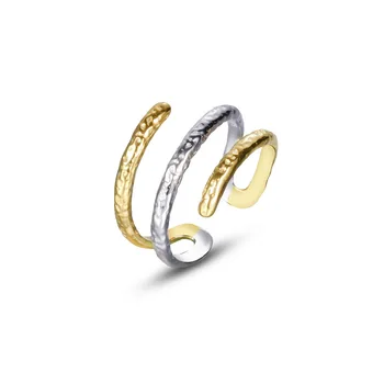 Prsten s podjelom boja od 925 sterling srebra, ženska niša, europsko-američki retro плиссированная tekstura, prsten na kažiprst