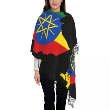 Luksuzni šal s кисточками u obliku zastava Etiopije i ženske zimske tople, marame, oblozi, ženske carski šalove.