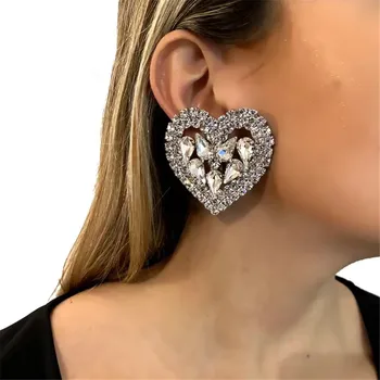Personalizirane dijamanata, trendi naušnice-privjesci u obliku srca, ženski nakit, modni kristalno geometrijski naušnice, je