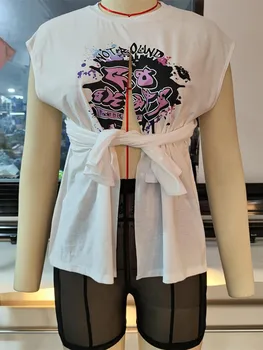 WLWXR Ljetnim Seksi setove iz 2 predmeta, ženske majice s разрезным бандажом i po cijeloj površini, uske gaćice mrežaste setove u ton 2022