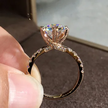 Novi эстетичные Prsten za angažman u boji ružičastog zlata sa luksuznim umetak od kubni cirkonij sa 6 pandža, modni nakit