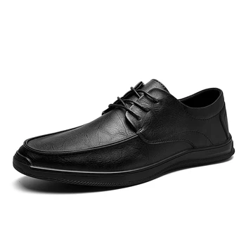 Muške casual cipele s mekanim i nježnim kožnim gornjim dijelom, luksuzna cipele čipka-up, muška moda je jednostavna cipele za vožnju za muškarce