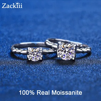 Zackiii Certificirani prsten s муассанитом D-boje težine 0,5 karata za žene, nakit luksuznog kvaliteta, Vjenčani prsten od 925 sterling srebra