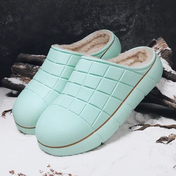 Zimske muške papuče za prostore i ulice, šarene, vodootporne, s okruglim vrhom, нескользящие, nove jednostavne popularne cipele-par