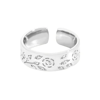 Mali i luksuzan dizajn, univerzalni je prsten s antičkim natpisima uzorkom na Dan Svetog Valentina, srebro 925 sterling, ženska tekstura