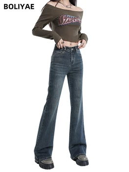 Boliyae, uske traperice u retro stilu sa visokim strukom, ženska vanjska odjeća, spaljene traper hlače, Y2K, modni ulične hlače za mamu, proljeće-jesen