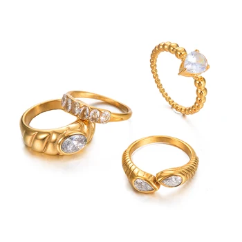 Izuzetna prsten od nehrđajućeg čelika s кубическим цирконием u obliku srca za žene, romantični moderan cast vodootporan nakit poklon za zurke