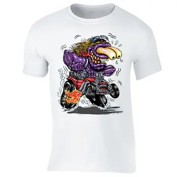 Ljubičasta majica sa čudovištem, crtani majica Hot Rod Muscle Car Flames, байкерская мотоциклетная t-shirt