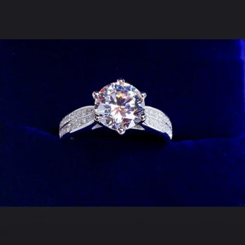 Klasični Okrugli prsten od 925 sterling srebra sa simuliranim dijamant težine 3 karat, vjenčani prsten na prst za žene, fin nakit