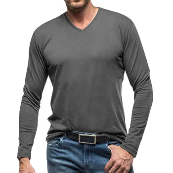 Muška jesensko-zimska majica dugih rukava i V-izrez, monotono donja košulja od čistog pamuka, svakodnevni эстетичная prozračni