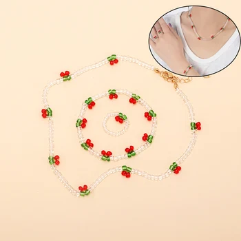 Korejski modni Trešnja ogrlicu, Prozirne folije, perle, Voće donje ogrlica, Ženski privjesci, Poklon set ukrasa za stranke