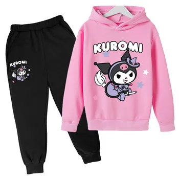 Jesensko-zimskom mobilni dječji komplet Kuromi od 3 do 14 godina, kreativno majica sa po cijeloj površini + sportske hlače, muški/ ženski ulični ulični odijelo