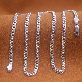 Pravi lanac od 925 sterling srebra za žene i muškarce, 4 mm, ogrlica s patent-карабином 20 inča, 18 g