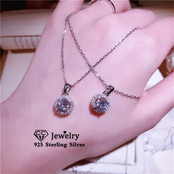 Setovi nakita CC za žene od sterling cirkonij, jednostavne ogrlice, privjesci, naušnice-roze, fin nakit CCAS229