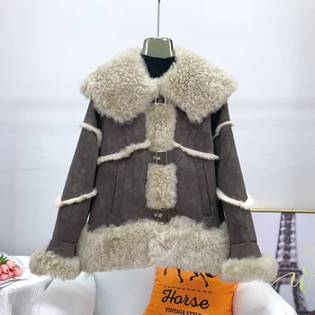 2023 Novi zimski kaput od кроличьего krzna za dame i djevojke, ženske vune, krzno jakna s меховым ovratnik, kaput JT3155