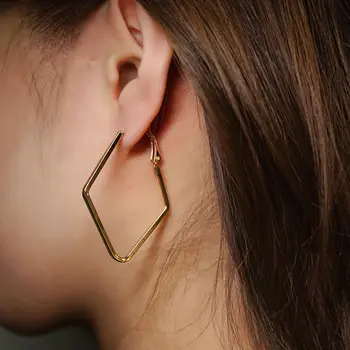 Zlatni Obruč Korejski Geometrija Metalne Naušnice Za žene Trend Modni Nakit