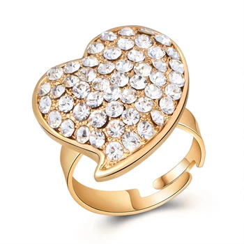 Okrugli prsten s podesivim uzorkom Гесиода u obliku srca i cvijeta s kristalima za žene, udata, помолвка, Sija prsten-milina